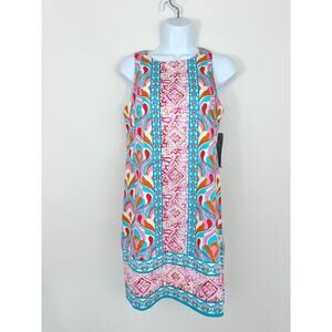London Times Multicolor Geometric Print Shift Dress Size 6 NWT